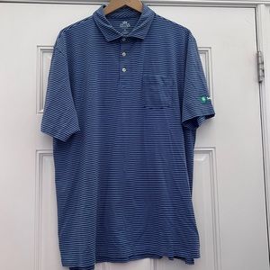 Peter Millar pocket front striped polo with embroidered left sleeve XL
